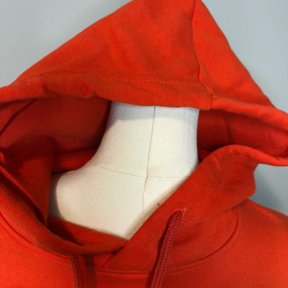 The North Face Mens Red Orange Tonal Logo Pullover Fleece Hoodie Sweatshirt Lge‎